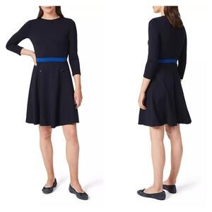 Hobbs London Gina Ponte Jersey Dress Navy Blue Size 10